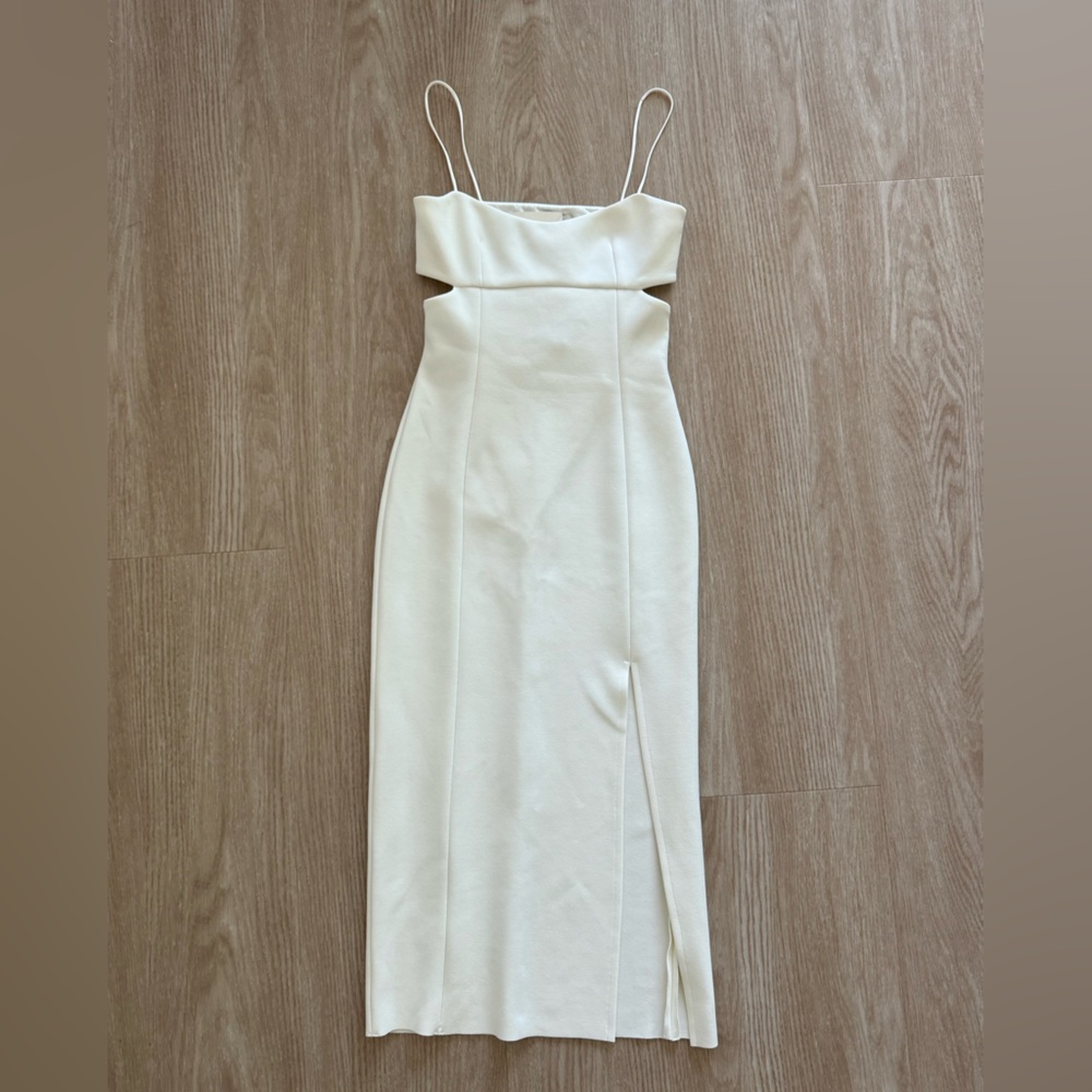 NWT Bec & Bridge White Side Cutout Bandeau Dress with Side Slit